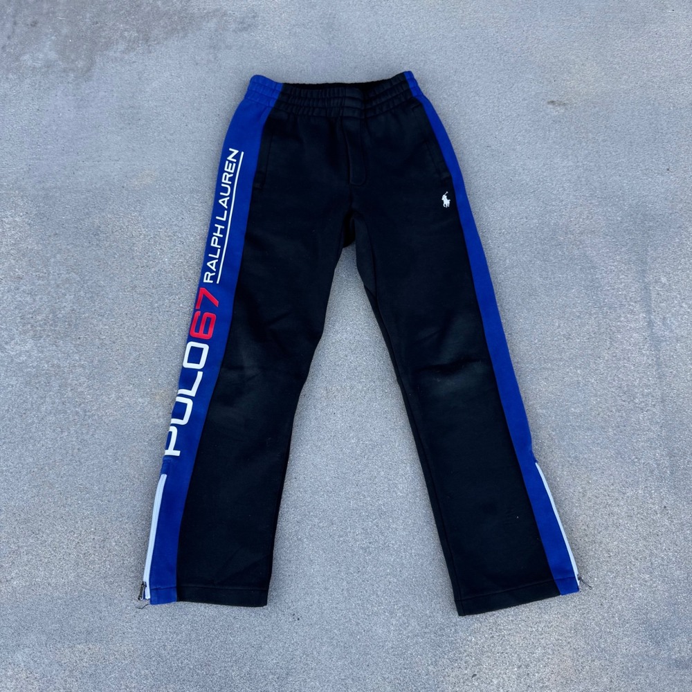 Polo Ralph Lauren Kids Black Blue Polo 67 Track Pants Joggers Size S 8